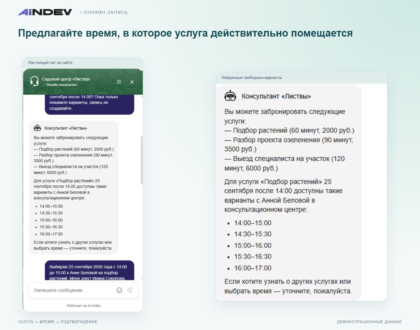 Результат поиска свободного времени