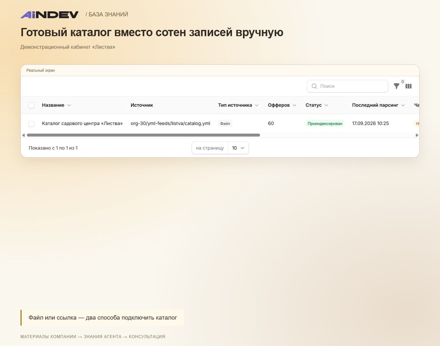Готовый каталог вместо сотен записей вручную