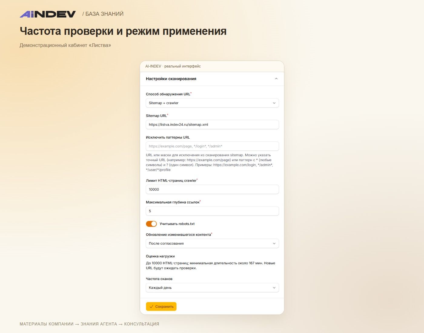 Частота проверки и режим применения