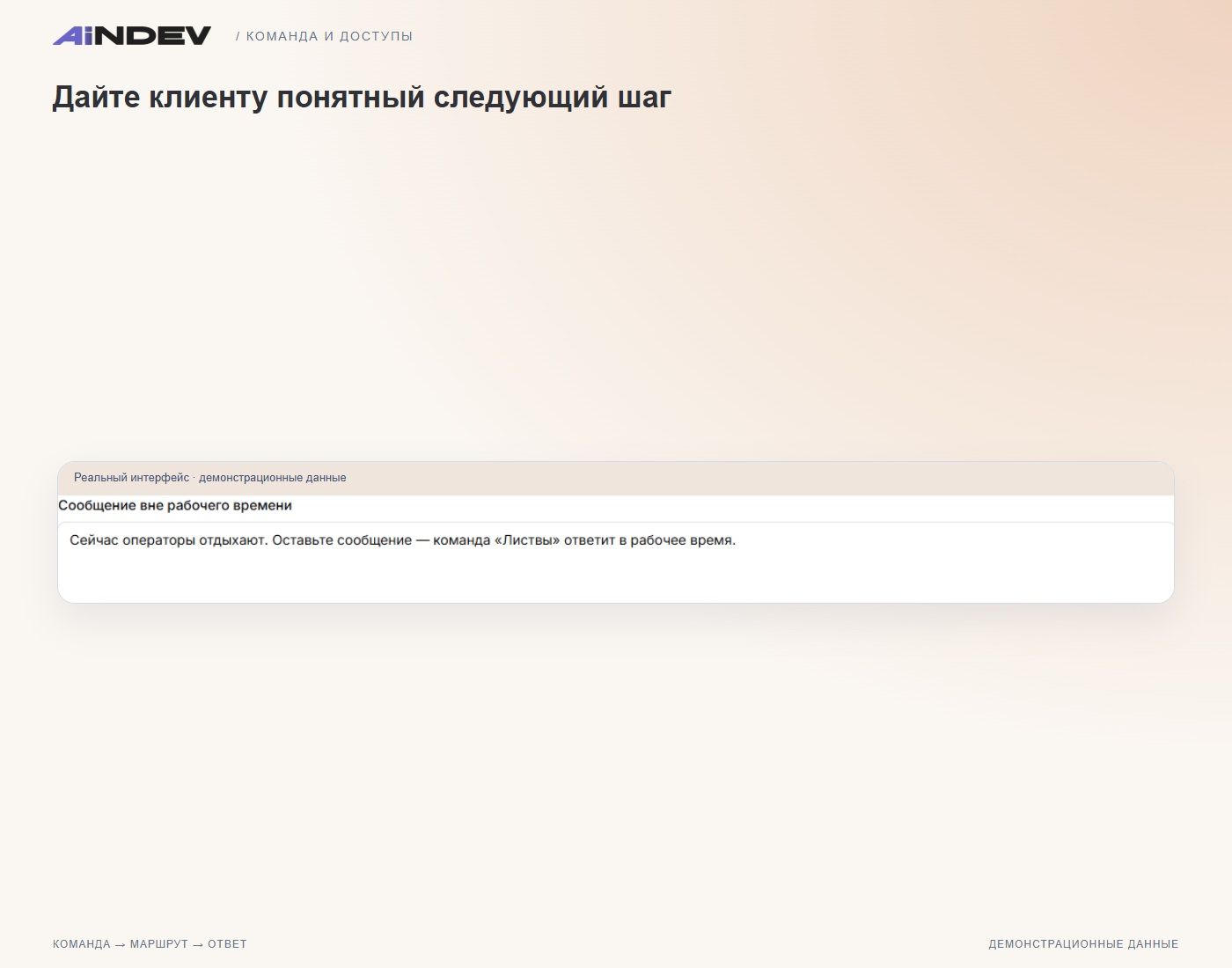 Сообщение клиенту вне рабочего времени