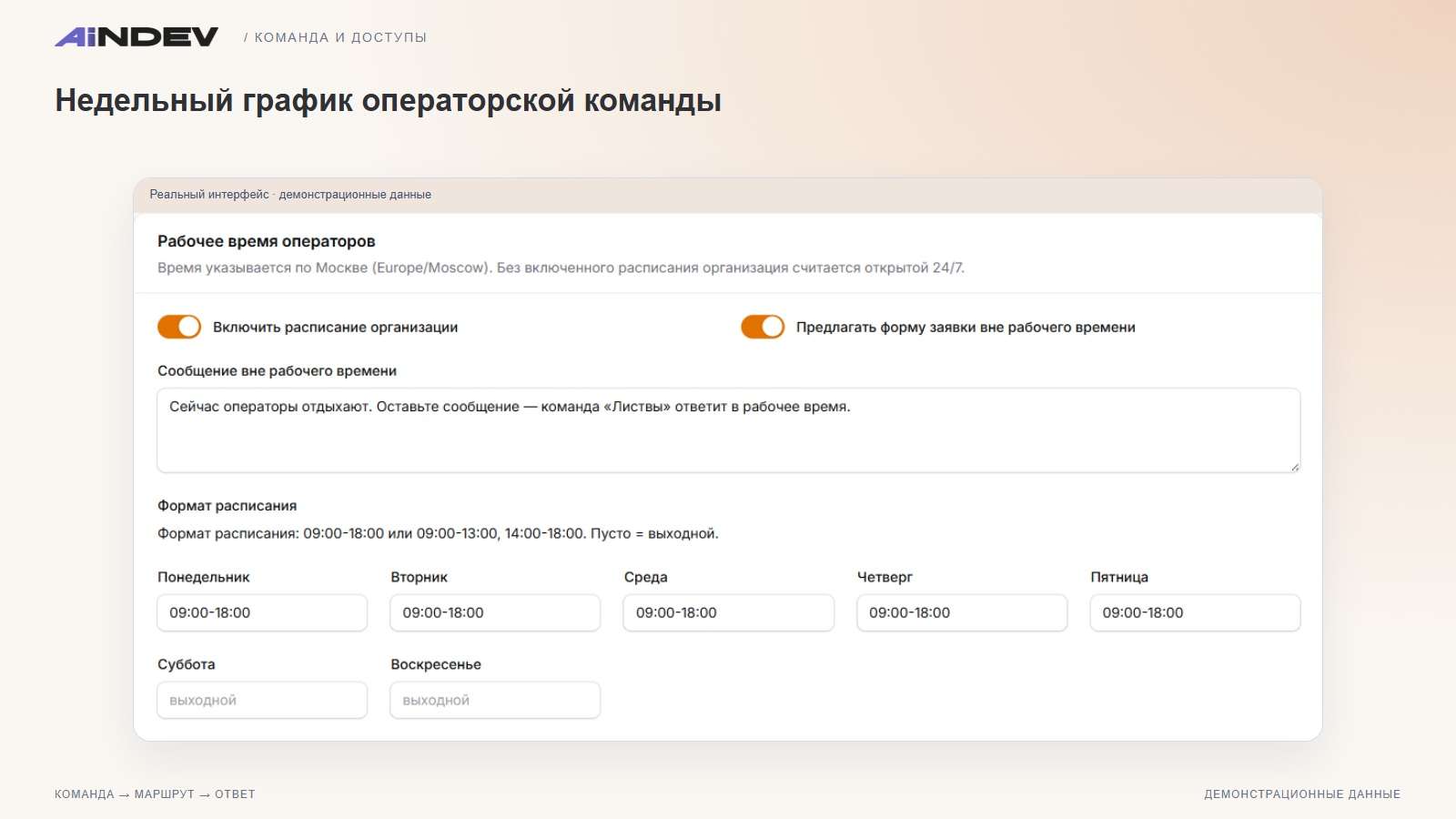 Недельный график операторской команды